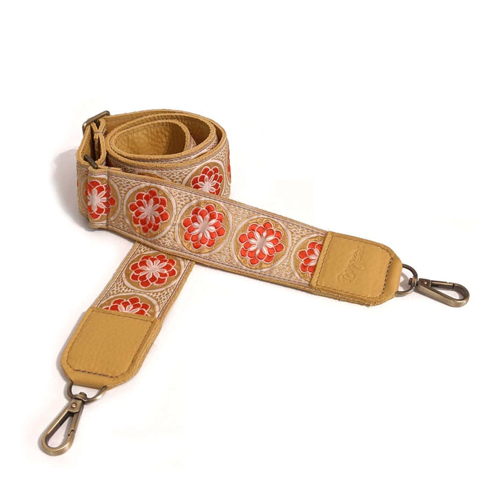 Guitar Purse Strap - Golden Daisy | Brynn Capella, Leather Goods $125 Handbag Strap accessories, Favorite, Red, Yellow