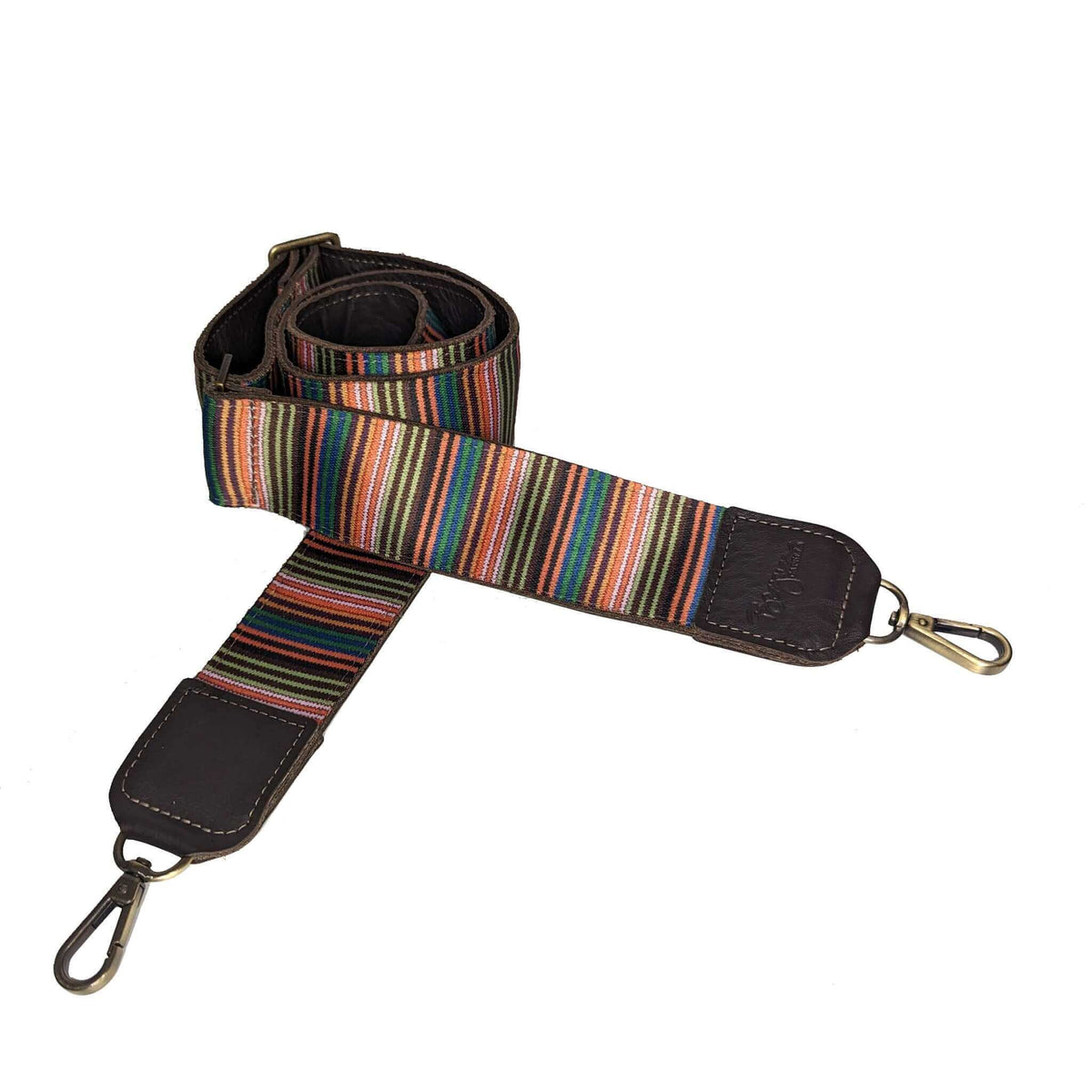Colorful Striped Lizzy Guitar purse strap, Brynn Capella, made in the USA