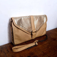 Heather Clutch Crossbody - Golden Tan Snakeskin