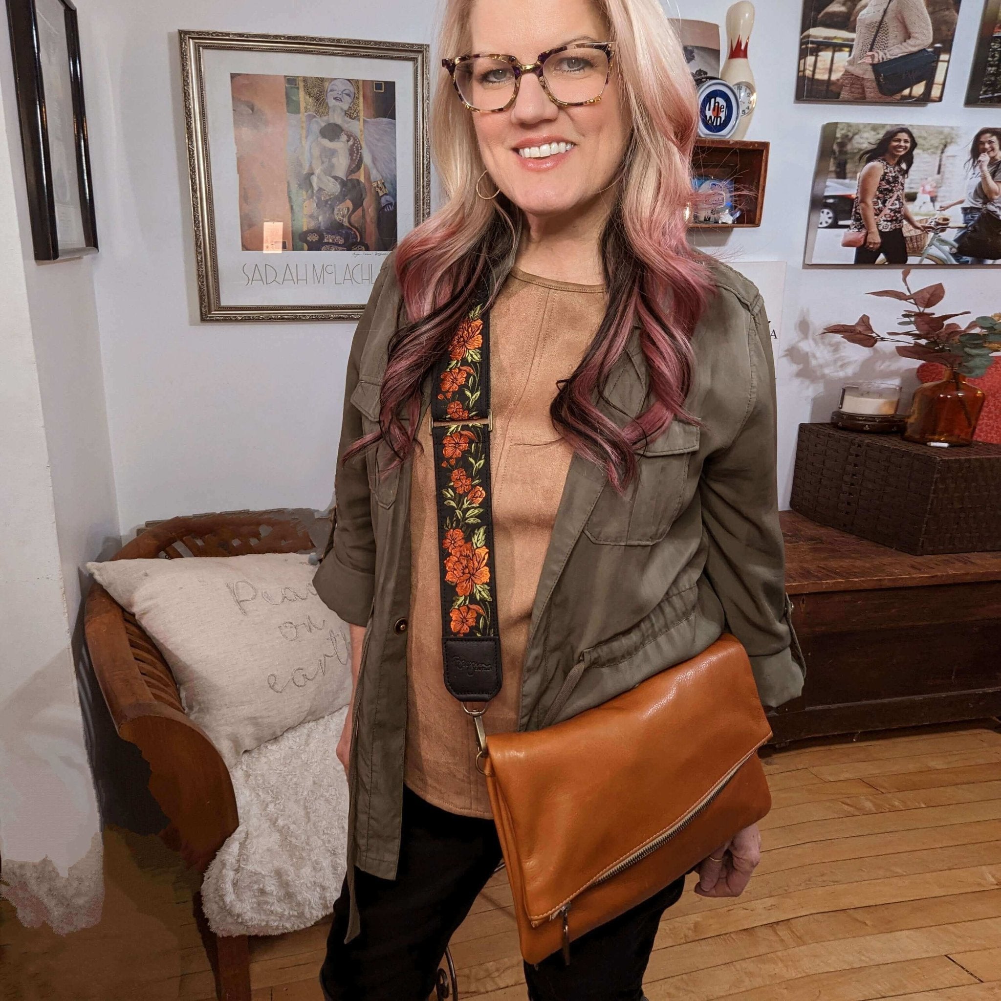 Rust Orange Italian Leather Foldover Crossbody Bag, Made USA