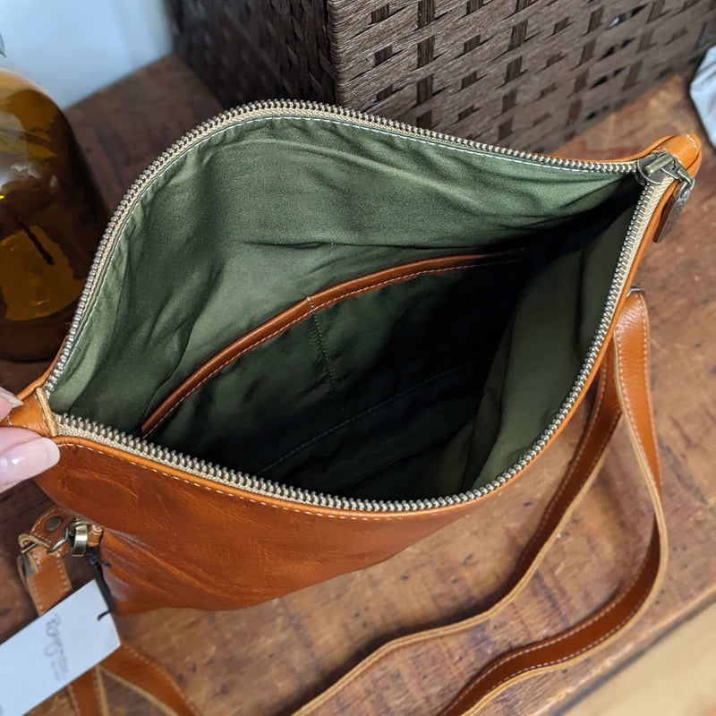 Leather Foldover Crossbody bag, clutch, rust, made in USA, Handbags, Small Crossbody, Brynn Capella