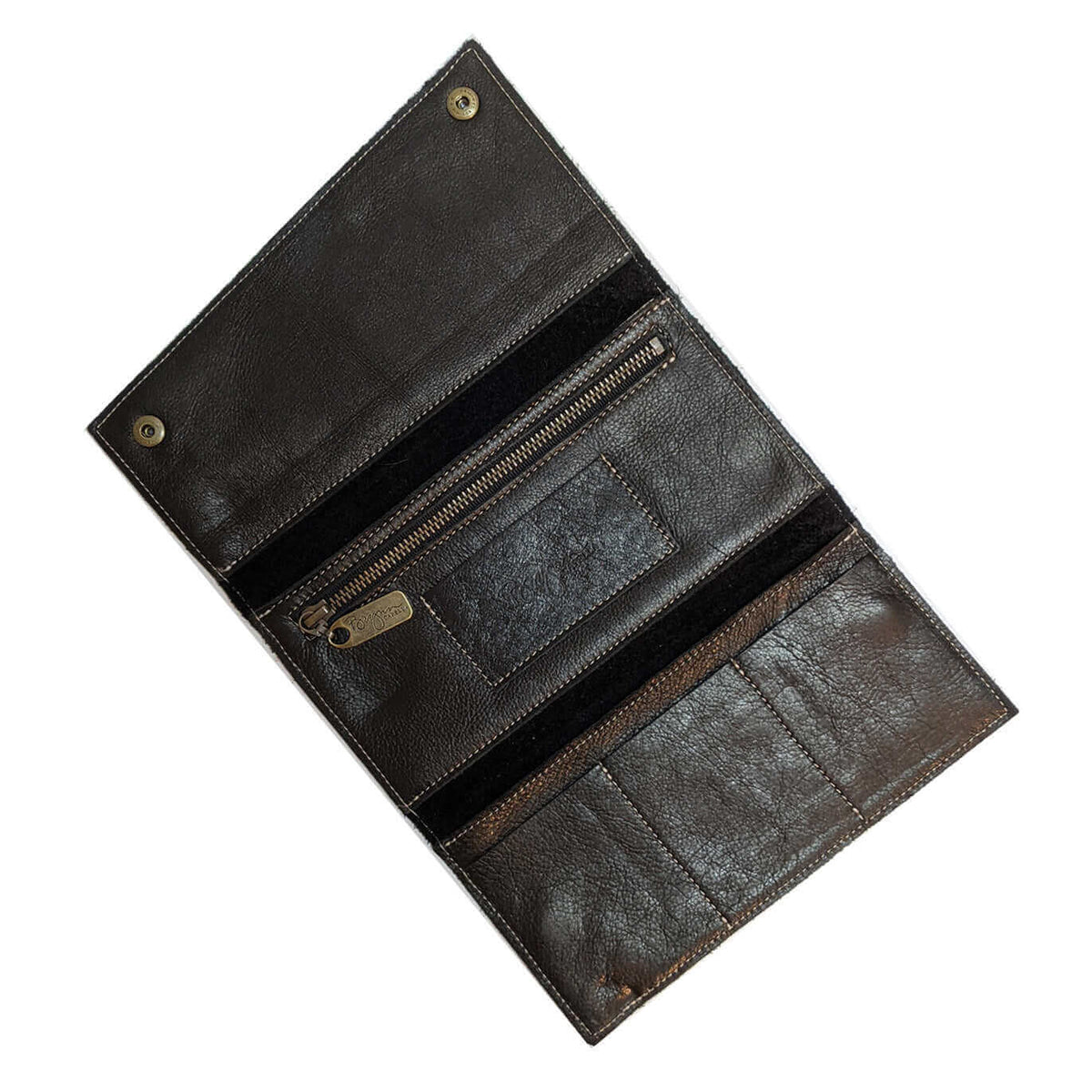 Leather Tri-fold wallet, black, Brynn Capella, made in USA leather goods