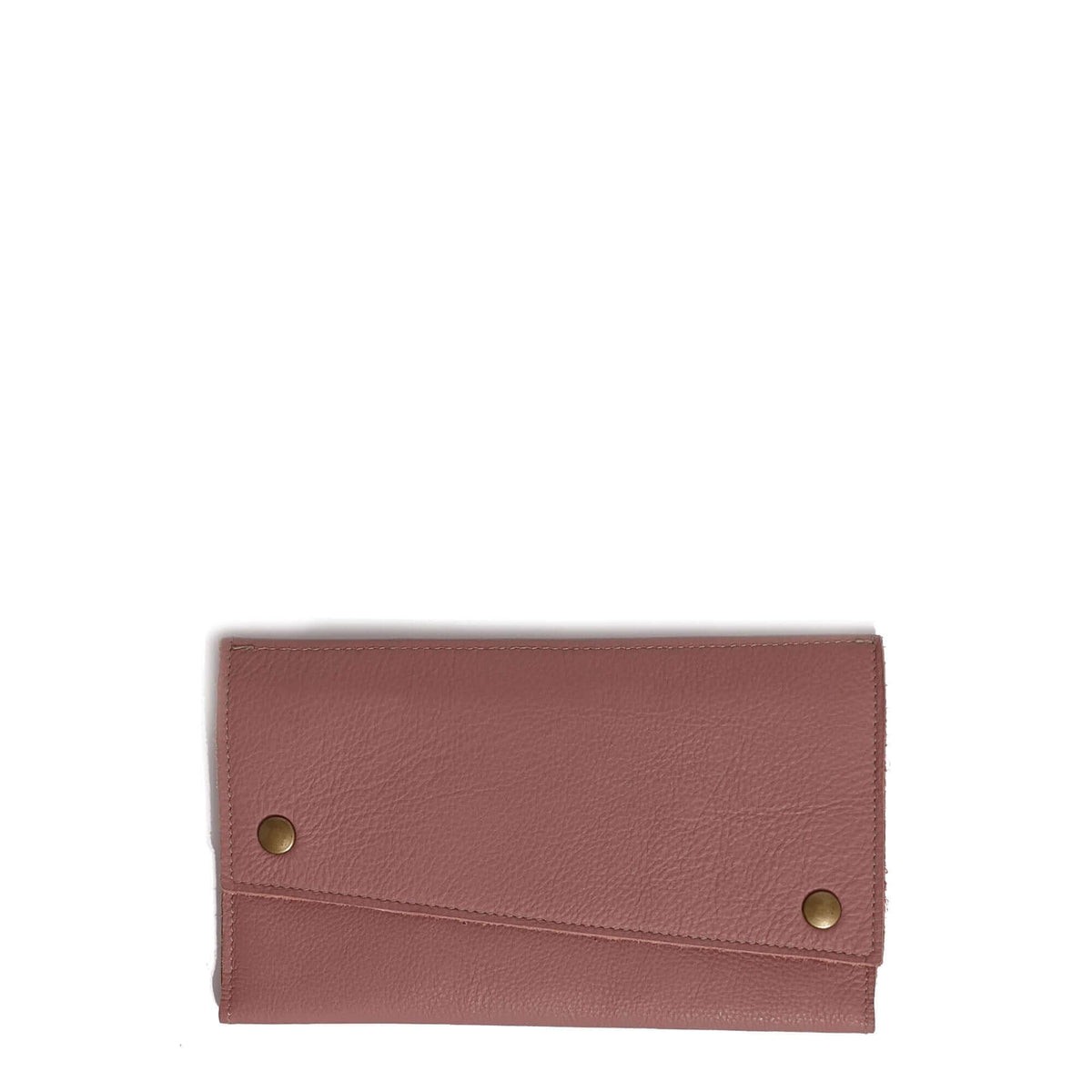 Leather Tri-fold wallet, mauve, Brynn Capella, made in USA leather goods