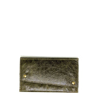 Leather Tri-fold Wallet, accessories, distressed leather, Green, Brynn Capella, Made in the USA