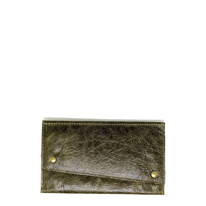 Slim Trifold leather wallet in Distressed Green, Made in USA, Wallets & Money Clips, Tri-fold Wallet, Brynn Capella