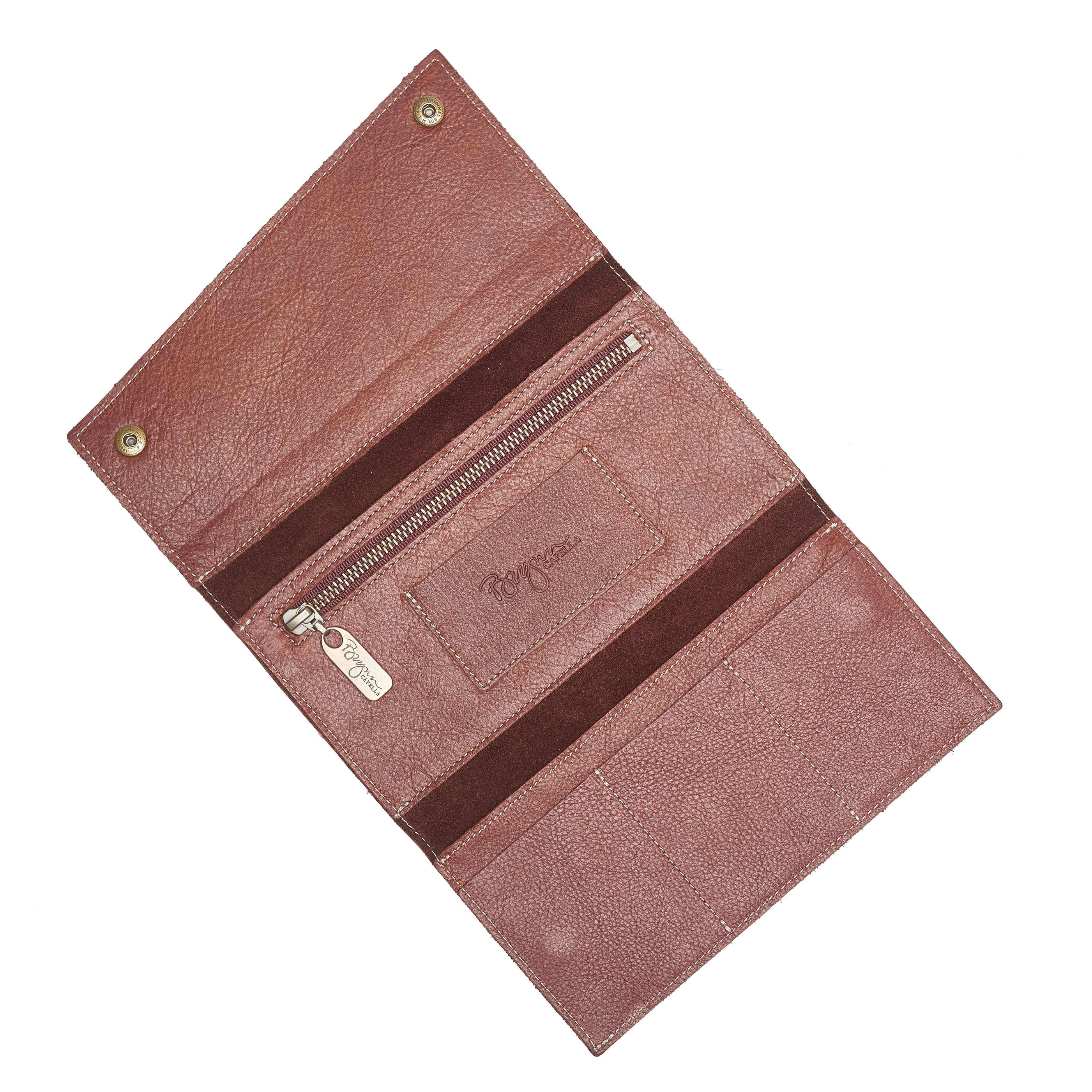 折りたたみ財布 COURONNE Fermoir Middle Wallet Dark Brown RCWEX24641BRD The Kimerly Tri-fold Wallet | Brynn Capella, made in USA