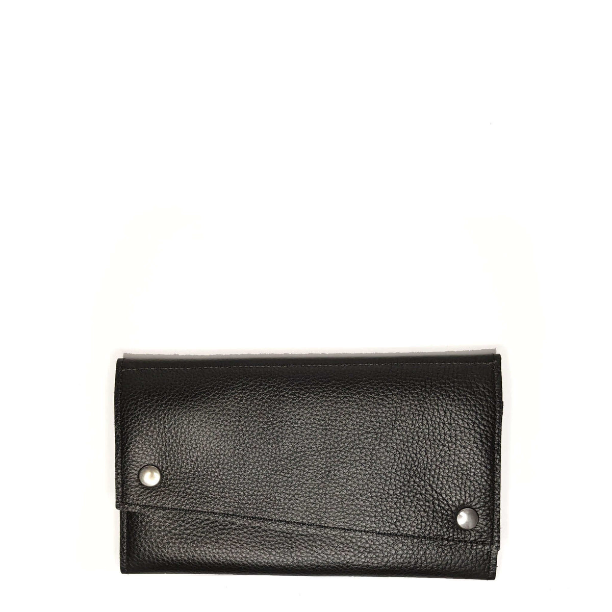 Leather Tri-fold Wallet - Black - Brynn Capella, leather accessories, usa