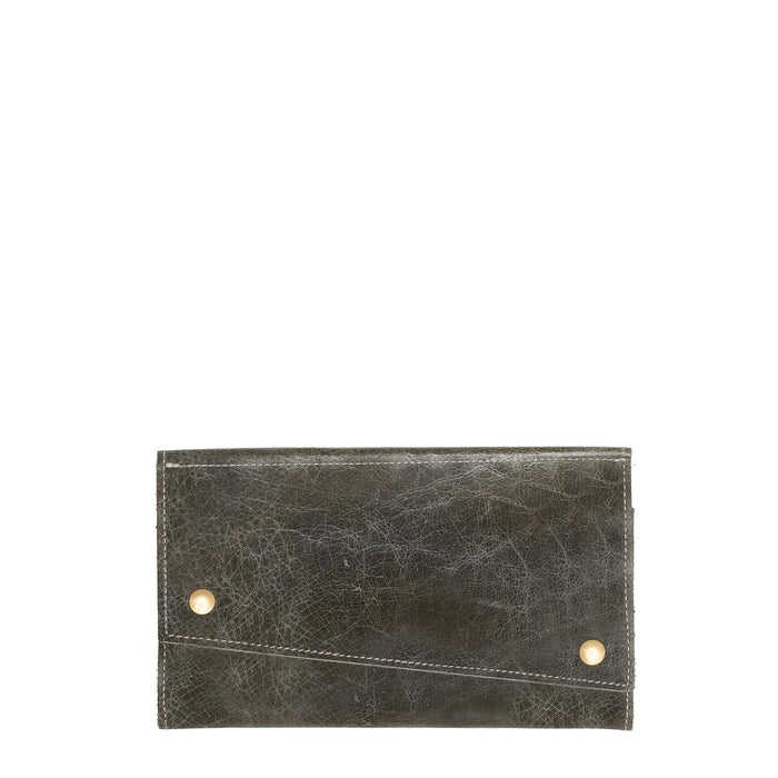 Slim Trifold leather wallet in Distressed Dark Charcoal, Made in USA, Wallets & Money Clips, Tri-fold Wallet, Brynn Capella