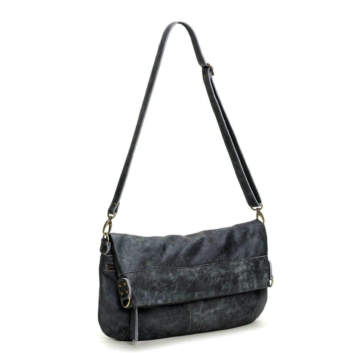 Suede Leather Bag in Blue gray. Cross Body Bag Shoulder Bag 