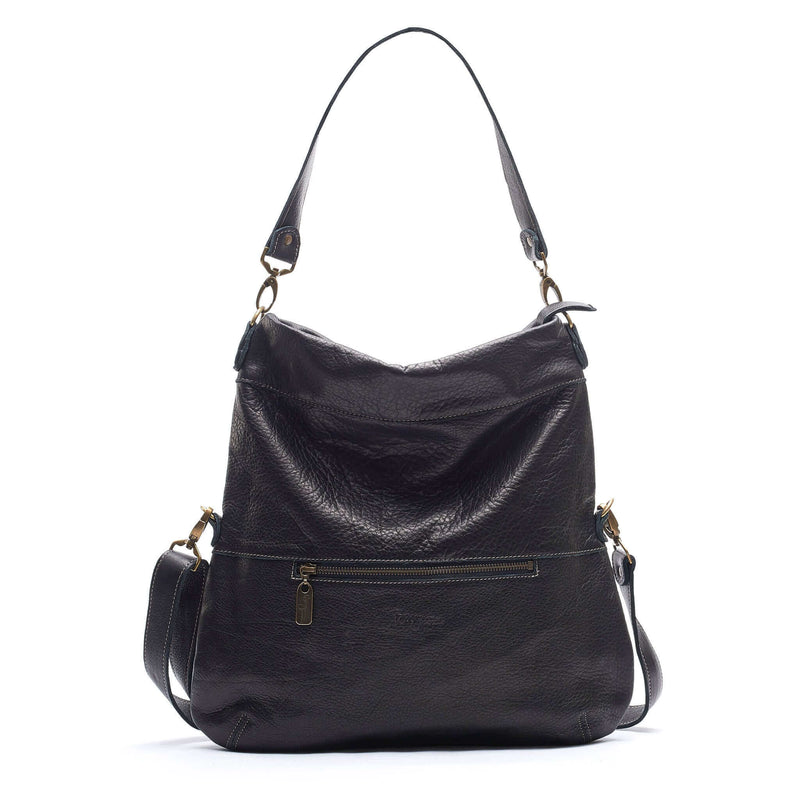 Convertible leather crossbody backpack, Black, USA made Large Crossbody Brynn Capella