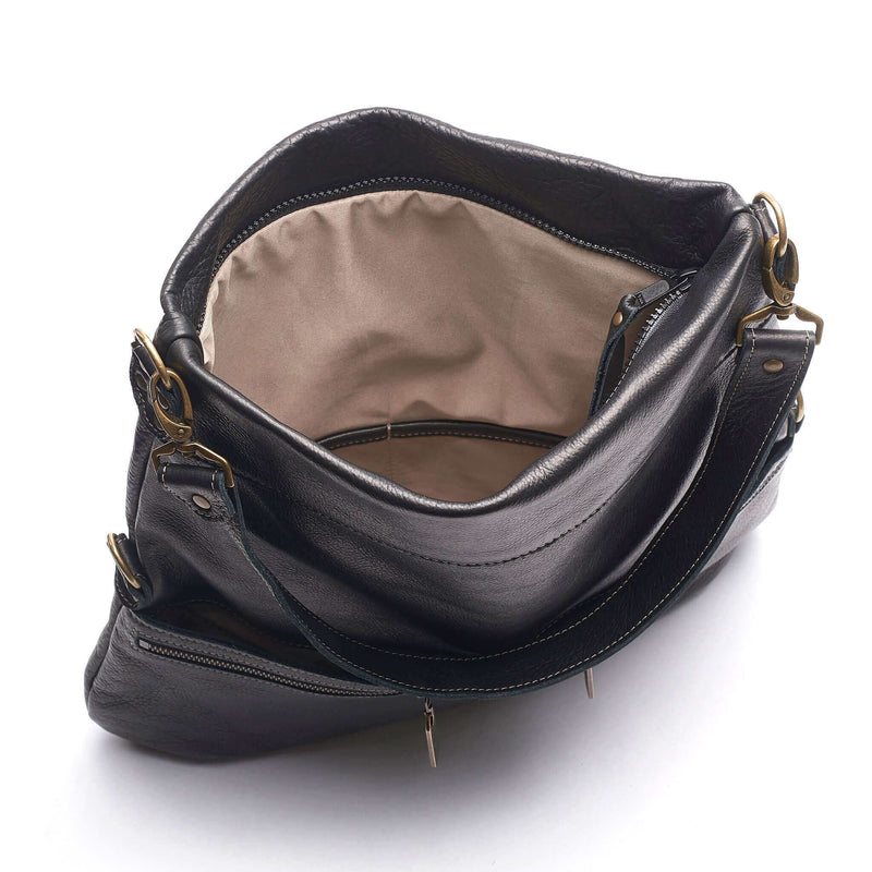 Convertible leather crossbody backpack, Black, USA made Large Crossbody Brynn Capella