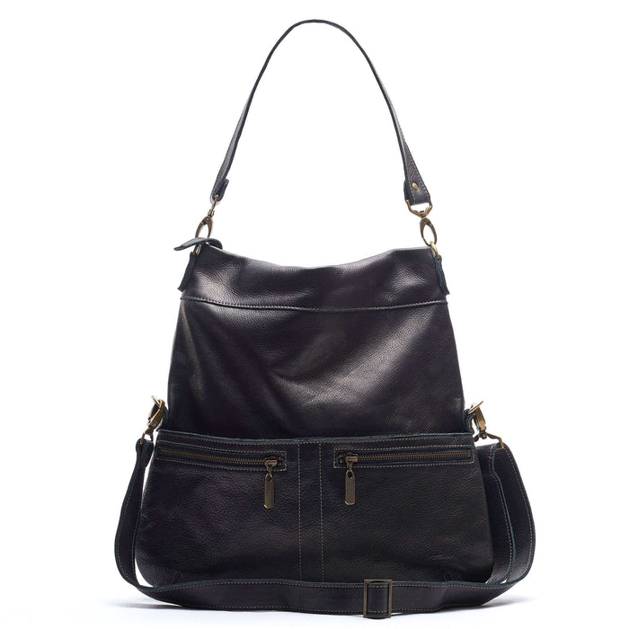 Convertible leather crossbody backpack, Black, USA made Large Crossbody Brynn Capella