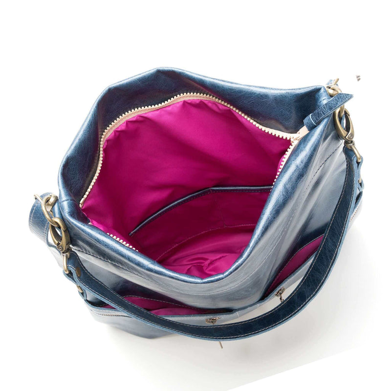 Convertible leather crossbody backpack, Blue, USA made Handbags Large Crossbody Brynn Capella