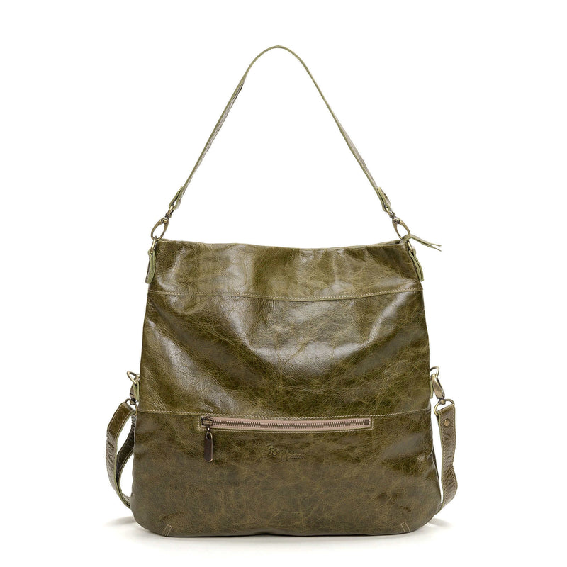Convertible leather crossbody backpack, Green, USA made Large Crossbody Brynn Capella