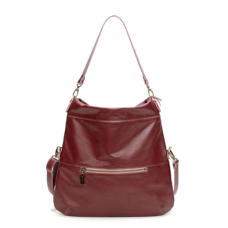 Convertible leather crossbody backpack, Plum, USA made Large Crossbody Brynn Capella