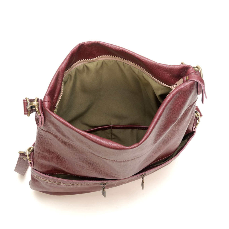 Convertible leather crossbody backpack, Plum, USA made Large Crossbody Brynn Capella