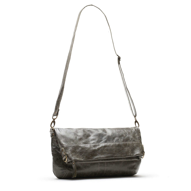 Convertible leather crossbody backpack, Charcoal, USA made Handbags Brynn Capella