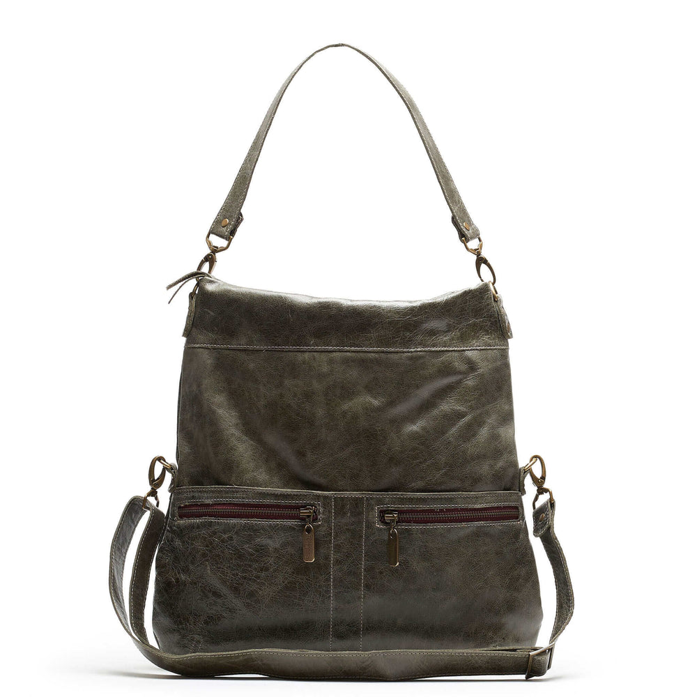 Convertible Dark Charcoal leather crossbody backpack US made