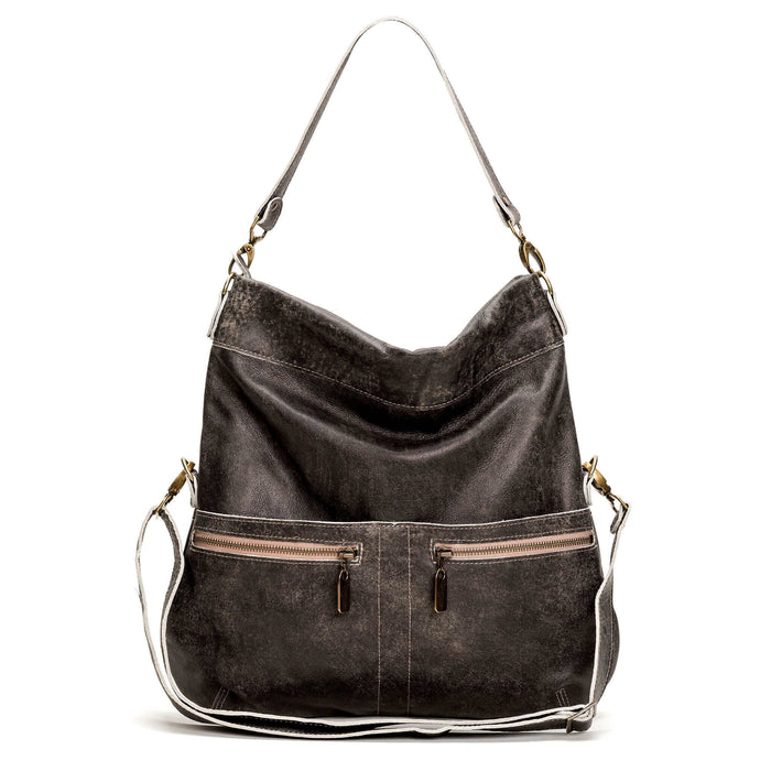 Convertible leather crossbody backpack, Black/Tan, USA made Large Crossbody Brynn Capella