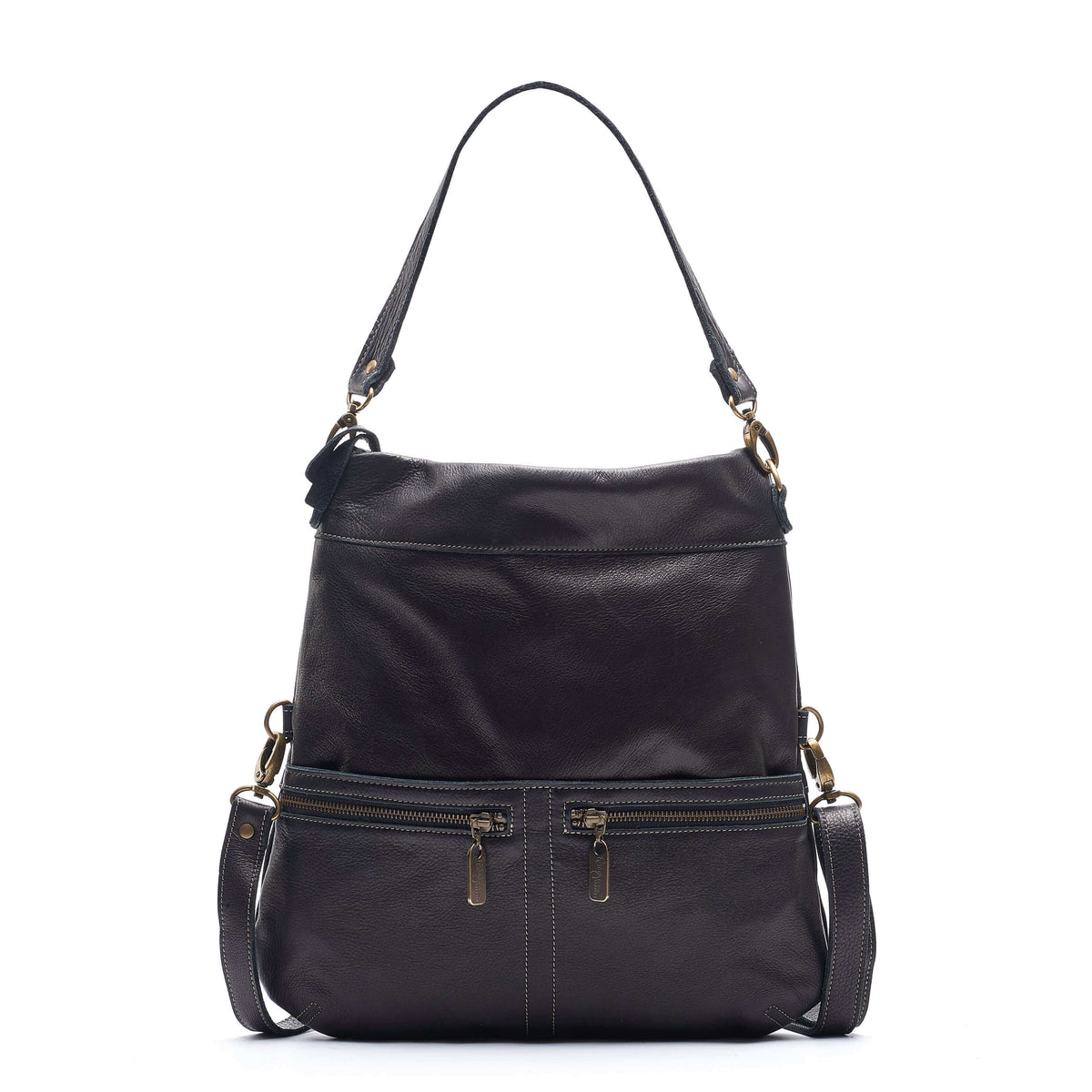 Black Leather Convertible Crossbody - made in USA, Brynn Capella $428 best sellers, Black, Pull-up leather