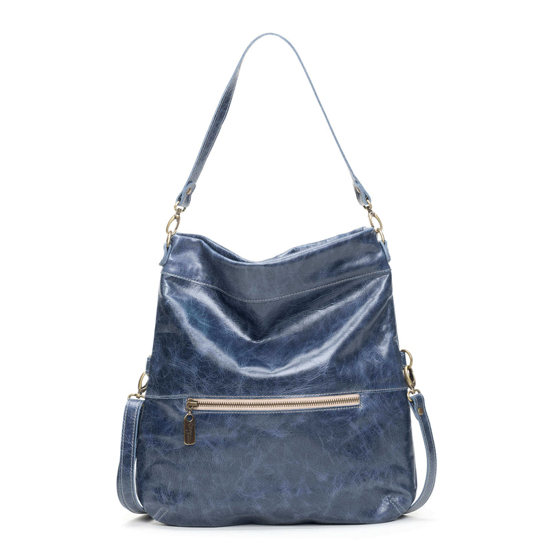 Convertible leather crossbody backpack, Blue, USA made Handbags Brynn Capella