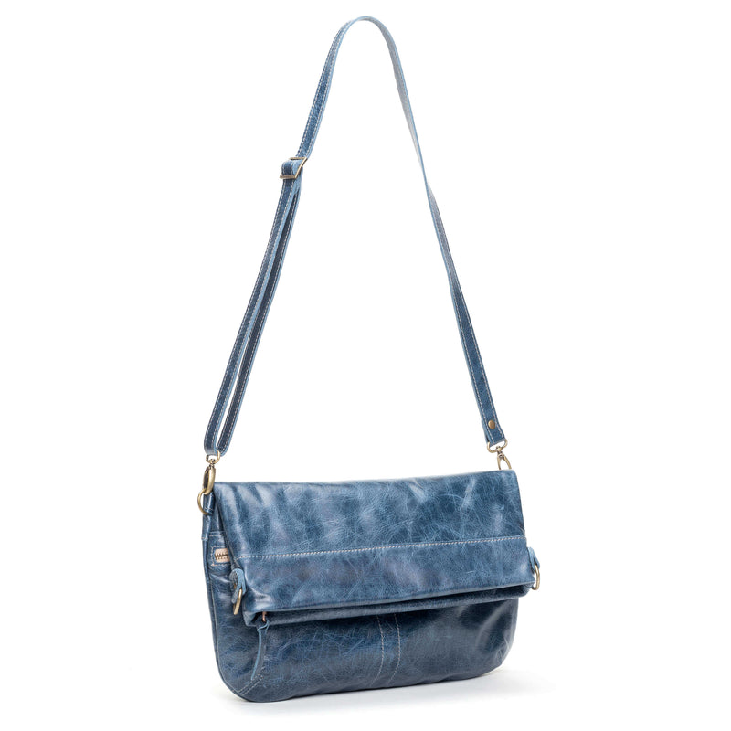 Convertible leather crossbody backpack, Blue, USA made Handbags Brynn Capella
