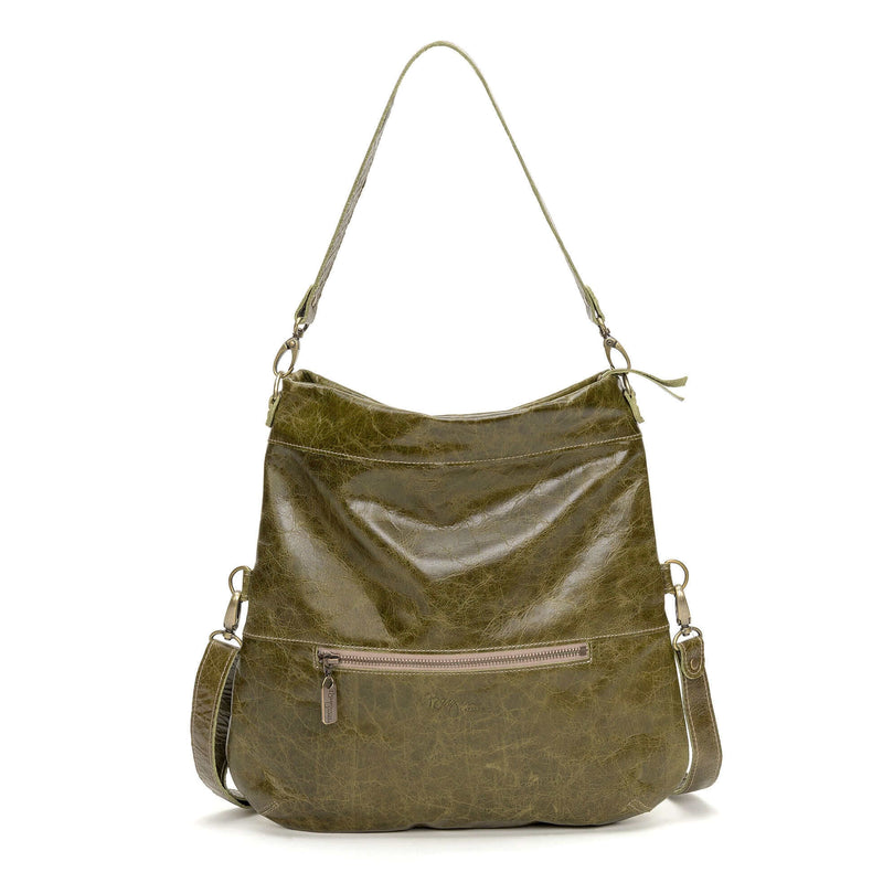 Convertible leather crossbody backpack, Green, USA made Medium Crossbody Brynn Capella