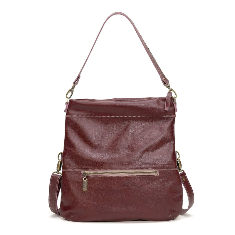 Convertible leather crossbody backpack, Plum, USA made Medium Crossbody Brynn Capella