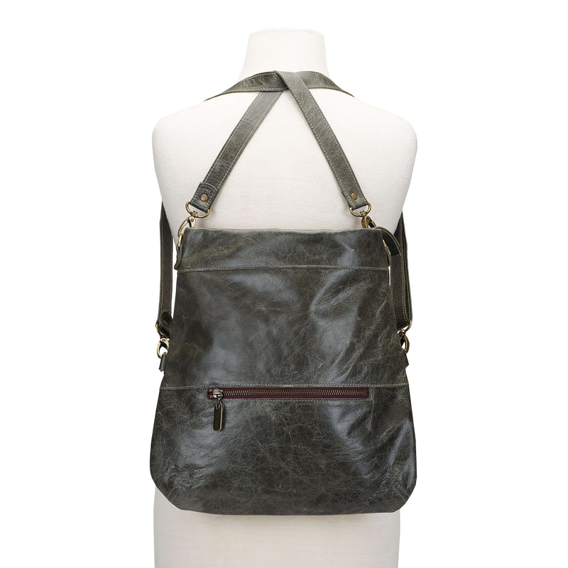 Convertible leather crossbody backpack, Black, USA made Medium Crossbody Brynn Capella