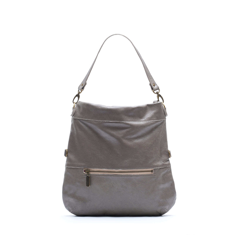 Convertible leather crossbody backpack, Grey, USA made Medium Crossbody Brynn Capella
