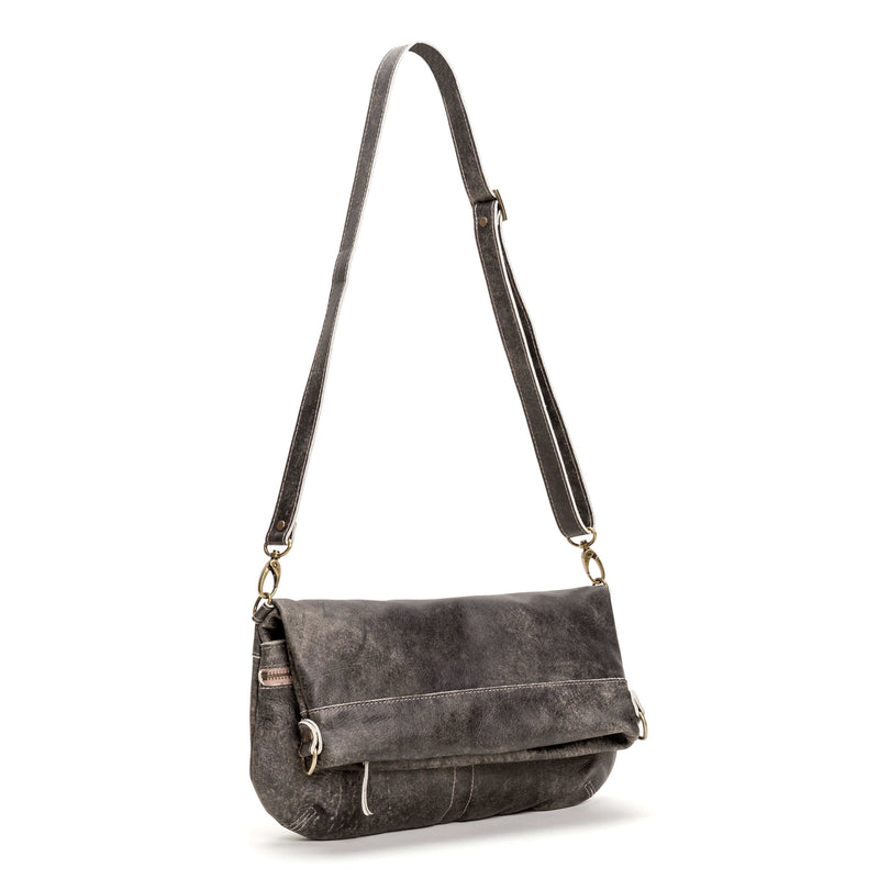 Convertible leather crossbody backpack, Charcoal, USA made Medium Crossbody Brynn Capella