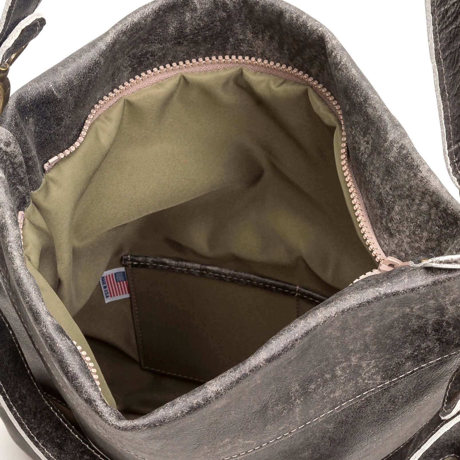 Convertible leather crossbody backpack, Charcoal, USA made