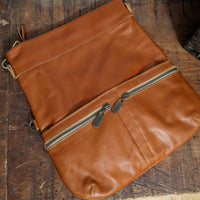 Convertible Backpack Crossbody bag, full-grain leather, Whiskey color, Brynn Capella, USA