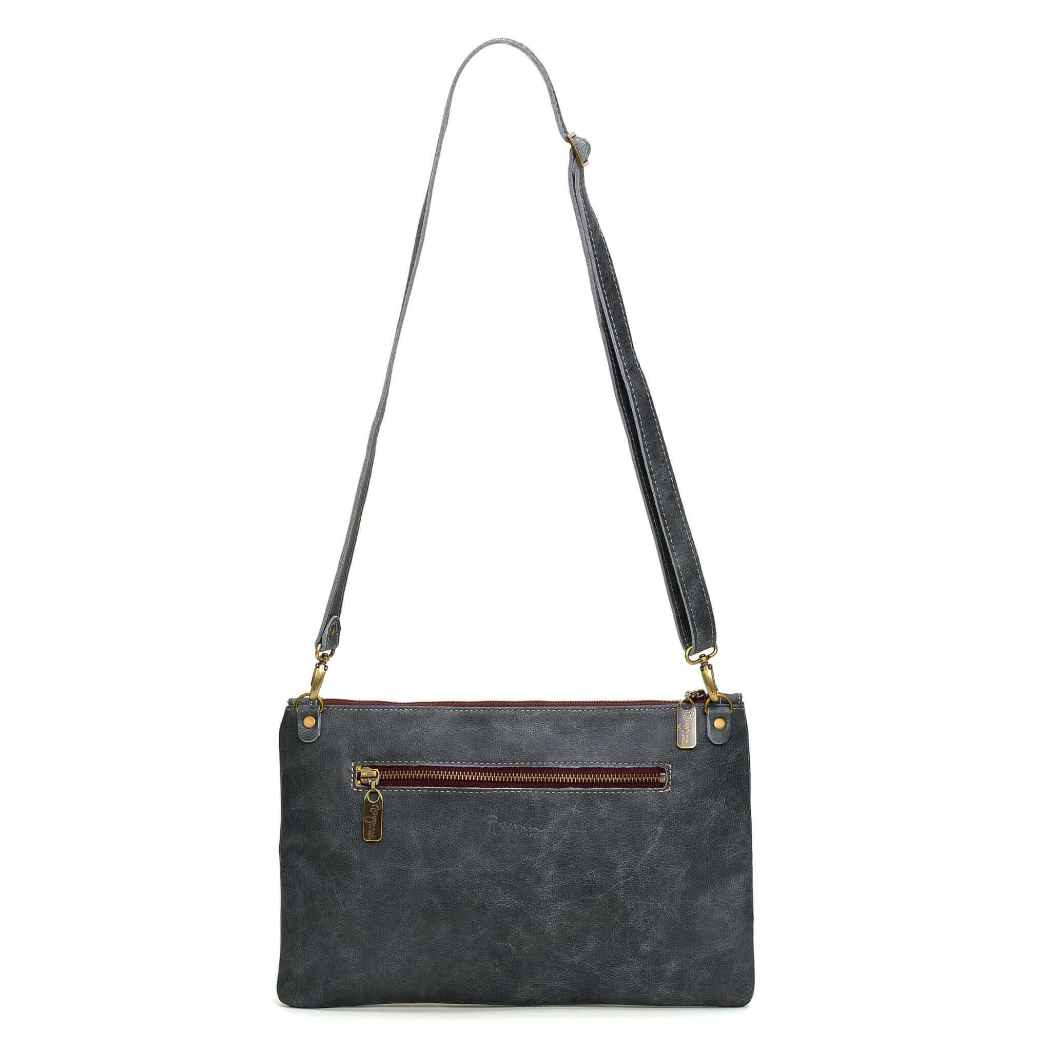 Studded clutch crossbody, Blue/Grey Italian leather USA made