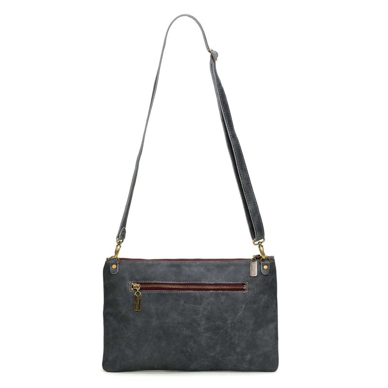 Studded clutch crossbody, Blue/Grey full-grain leather USA made, Handbags, Small Crossbody, Brynn Capella