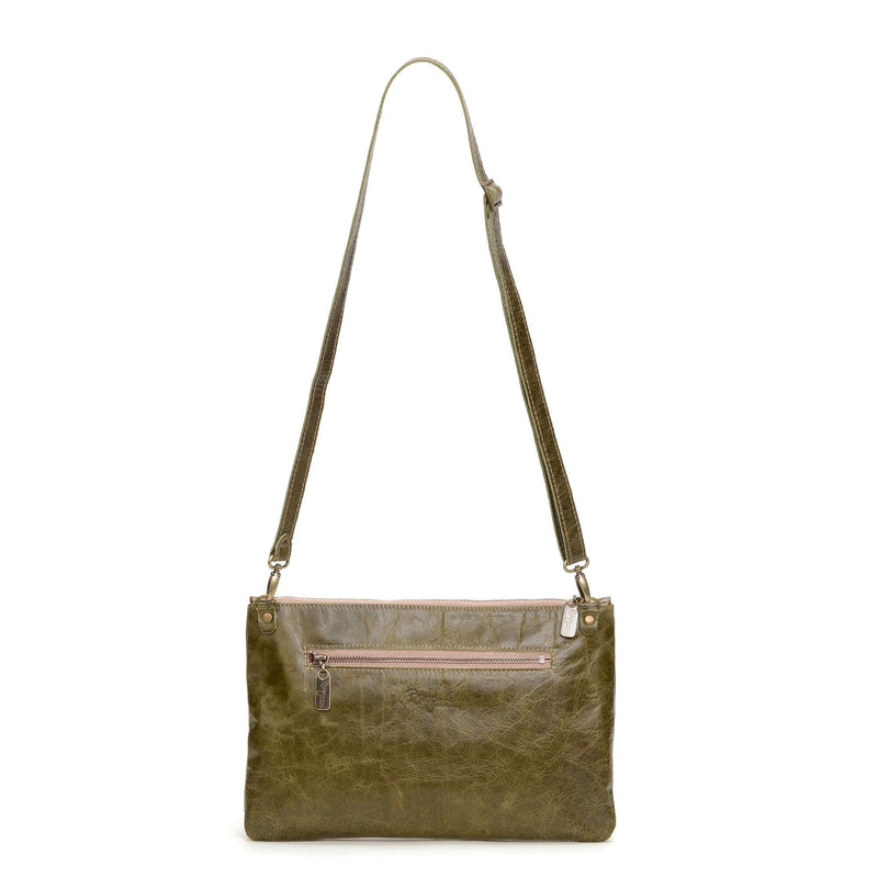 Studded clutch crossbody, Green full-grain leather USA made, Handbags, Small Crossbody, Brynn Capella