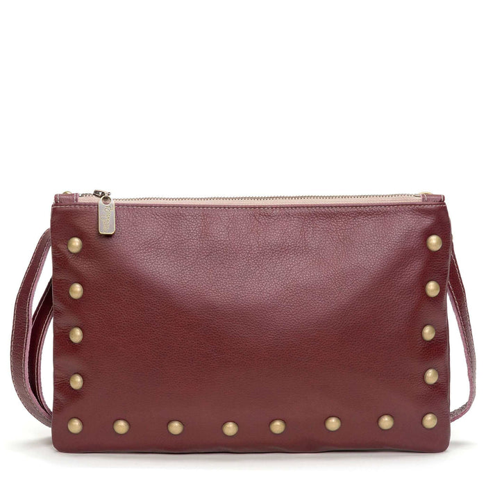 Studded bag, Plum full-grain leather USA made, Handbags, Small Crossbody, Brynn Capella