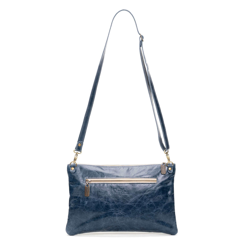 Studded clutch crossbody, Blue full-grain leather USA made, Handbags, Small Crossbody, Brynn Capella