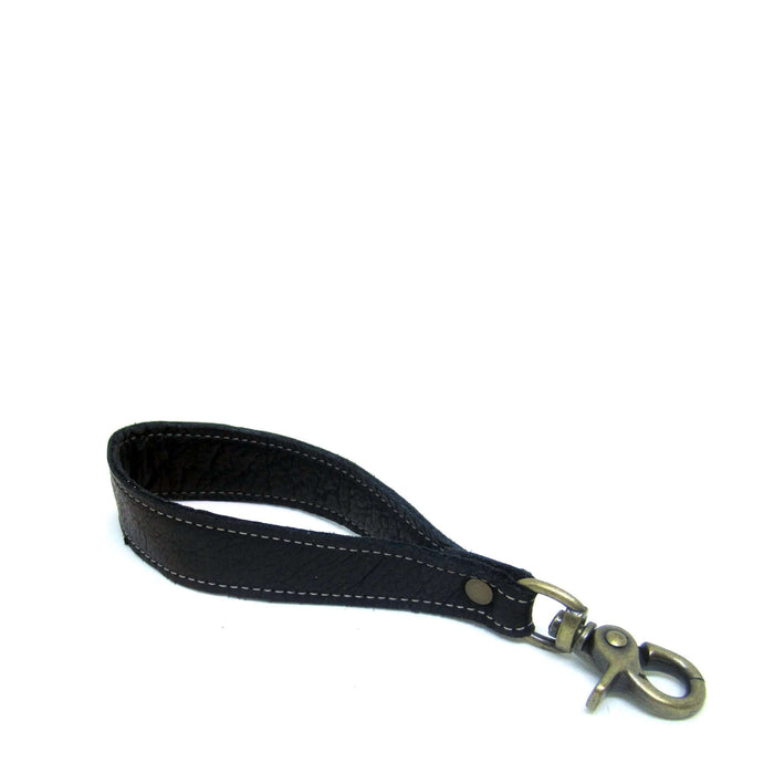 Black leather key fob/ wrist strap - Brynn Capella, made in USA, Keychains, Key Fob, Brynn Capella