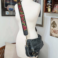 Guitar Purse Strap, 70's inspired, Red Floral, Brynn Capella, made in the USA