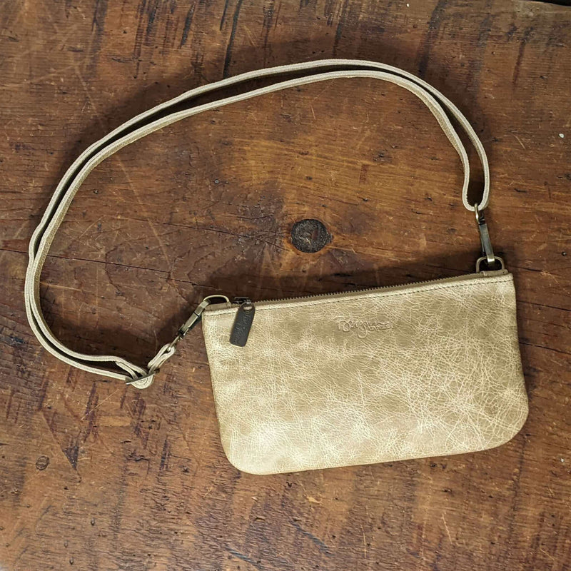 Mini Crossbody Bag in Tan, full-grain vintage leather, USA, Handbags, Mini Crossbody, Brynn Capella