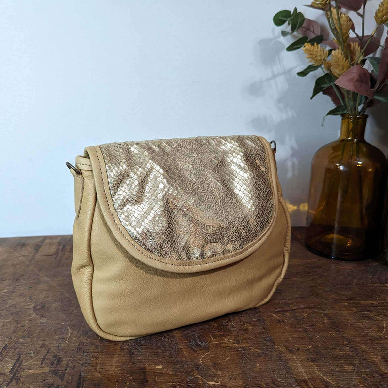 Seconds: Sophie Mini Chain Crossbody - Golden Tan Snakeskin
