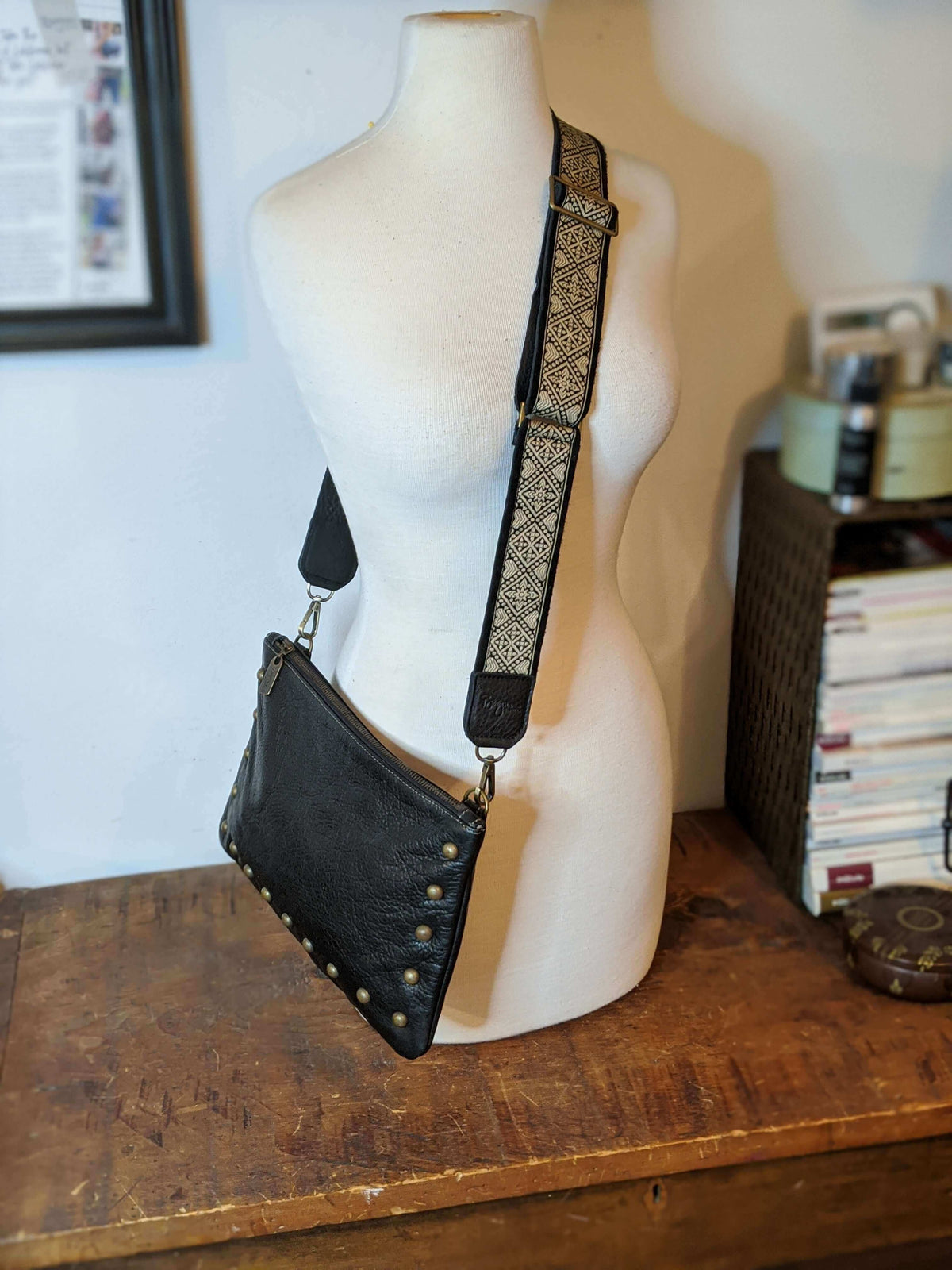Purse Straps Crossbody Wide Adjustable Handbag Guitar (Black)